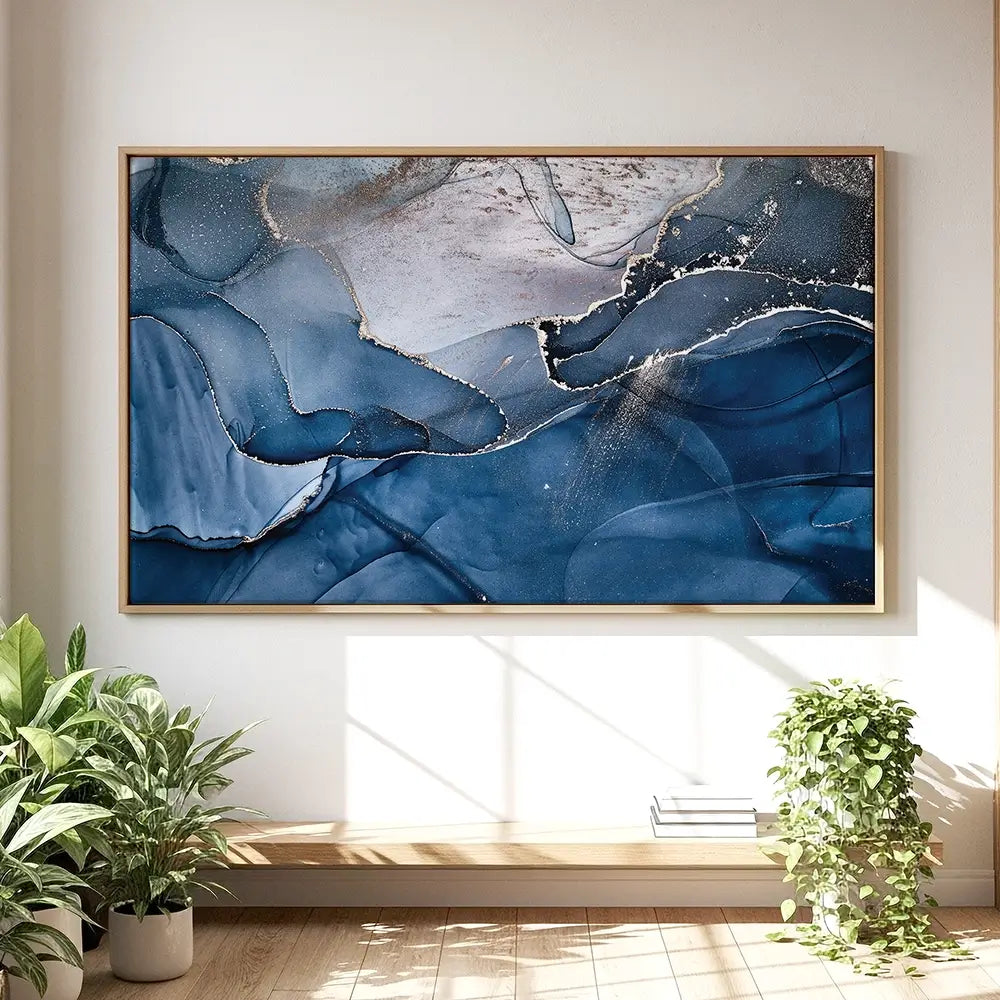 Dark Blue Marble Oversized Canvas Print Dark Blue Marble Oversized Canvas Print wall art product Art Print Shop