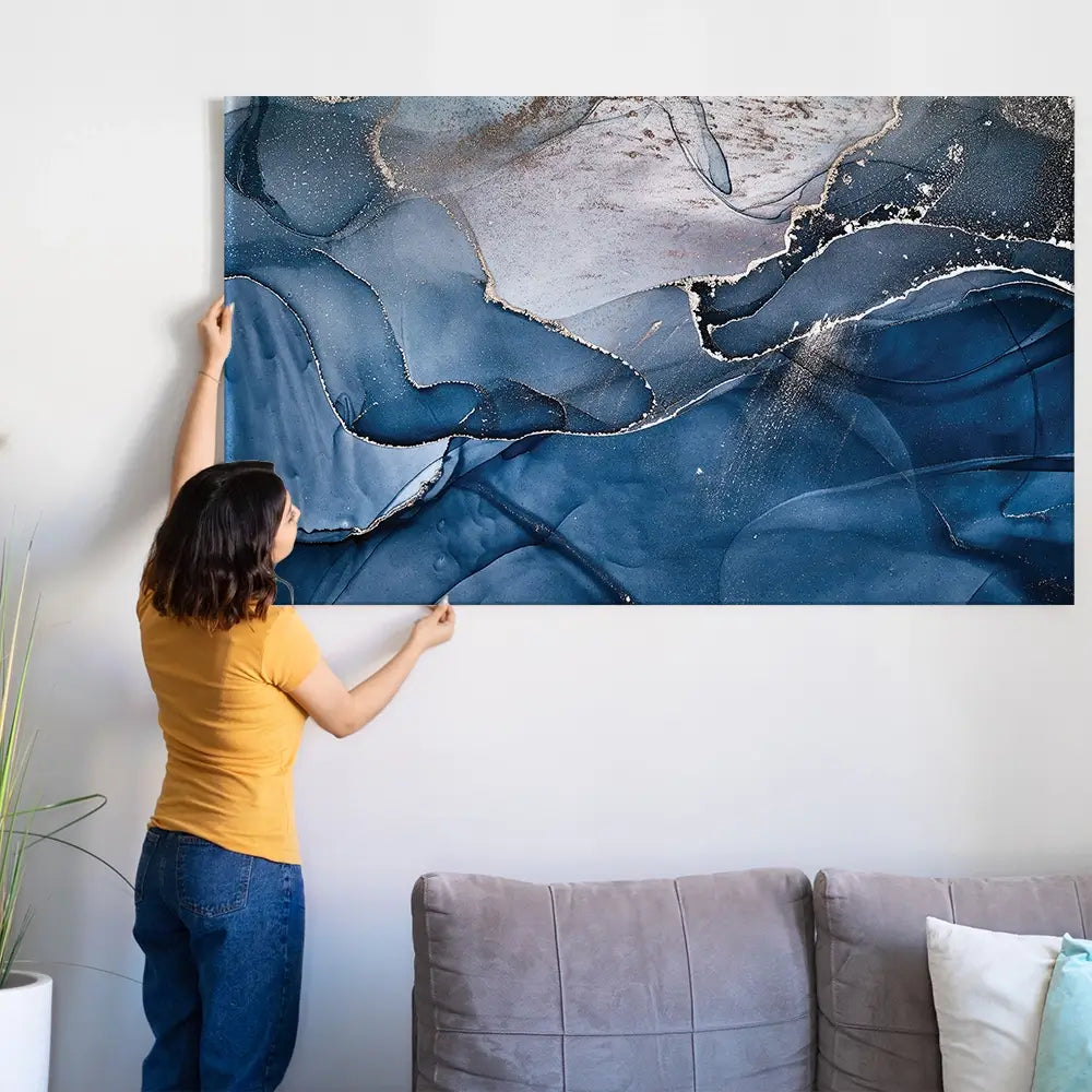 Dark Blue Marble Oversized Canvas Print Dark Blue Marble Oversized Canvas Print wall art product Art Print Shop