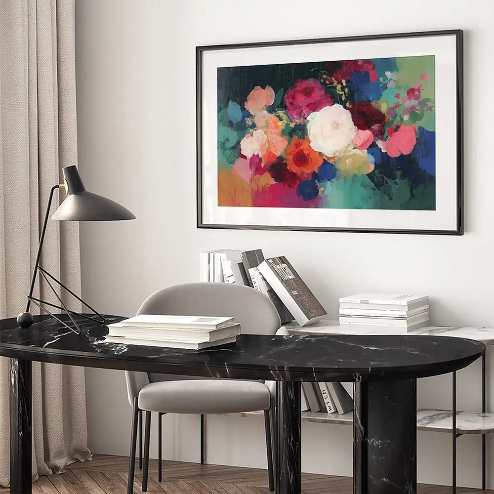 Dark Floral Still Life Framed Art Print Dark Floral Still Life Framed Art Print wall art product Chromatic Storm Studio