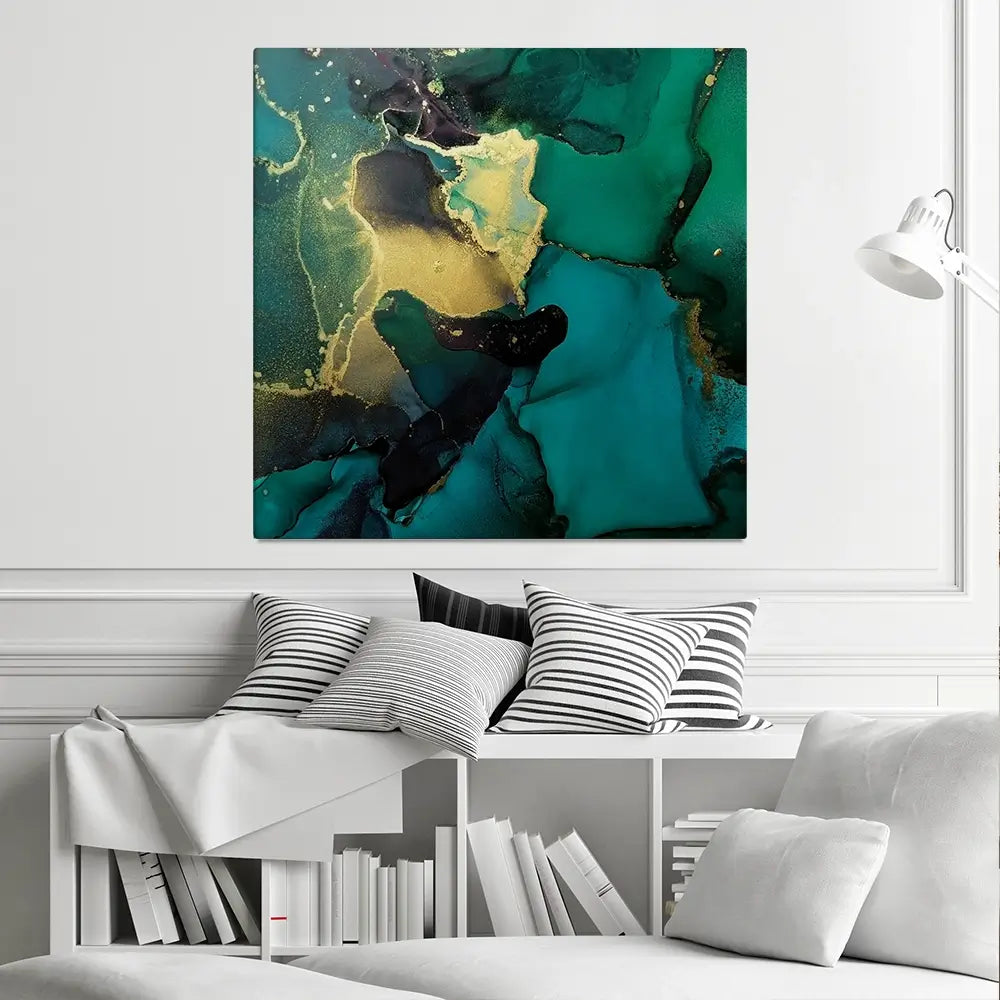 Dark Green Marble Square Canvas Print Dark Green Marble Square Canvas Print wall art product Art Print Shop
