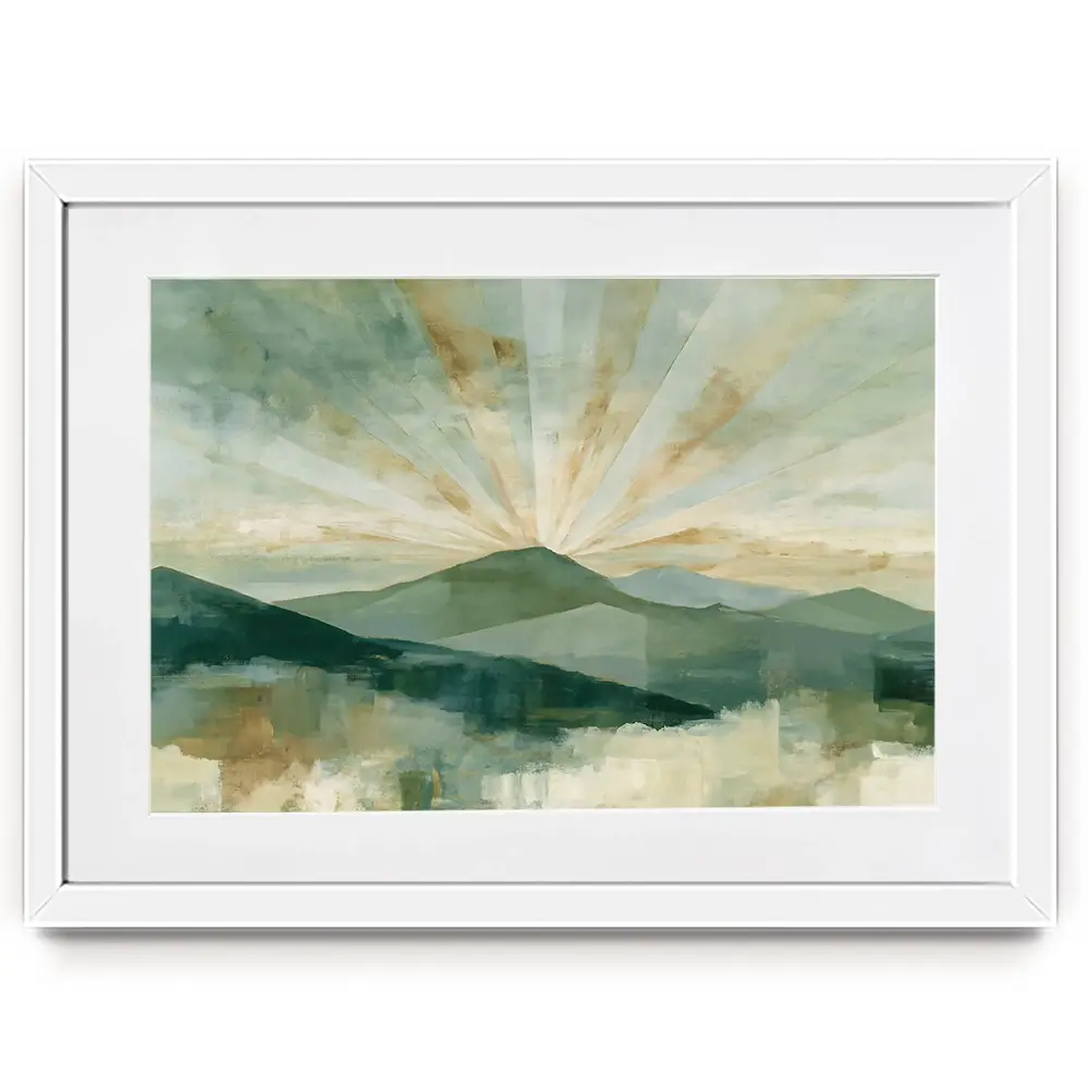 Deco Sunburst Peaks Framed Art Print Deco Sunburst Peaks Framed Art Print wall art product Chromatic Storm Studio
