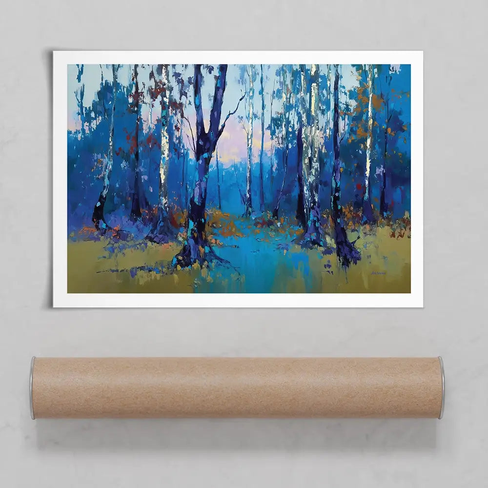 Deep Blue Forest With Misty Woodland Path Art Print Deep Blue Forest With Misty Woodland Path Art Print wall art product Leon Devenice