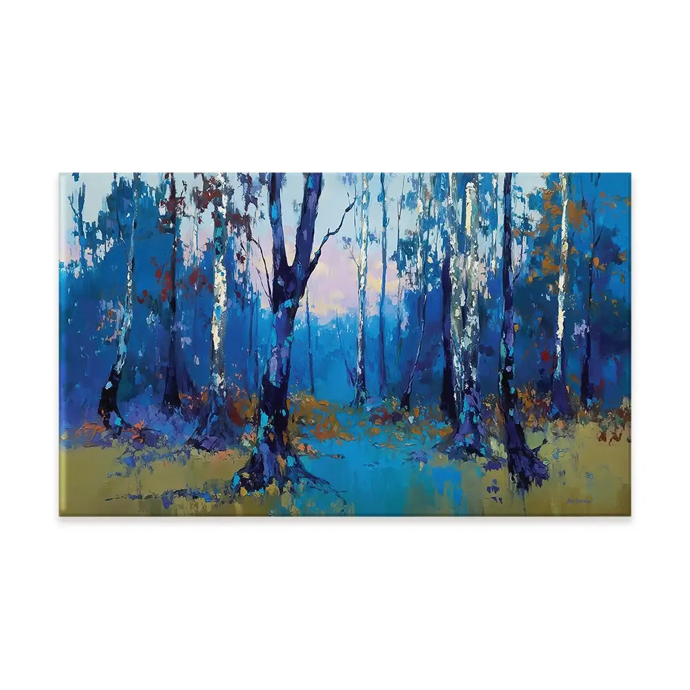 Deep Blue Forest With Misty Woodland Path Canvas Print Deep Blue Forest With Misty Woodland Path Canvas Print wall art product Leon Devenice