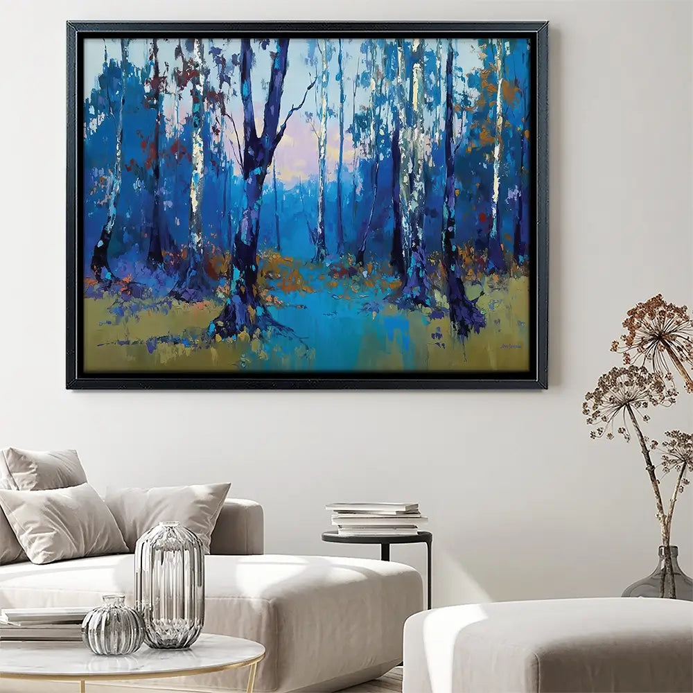 Deep Blue Forest With Misty Woodland Path Canvas Print Deep Blue Forest With Misty Woodland Path Canvas Print wall art product Leon Devenice