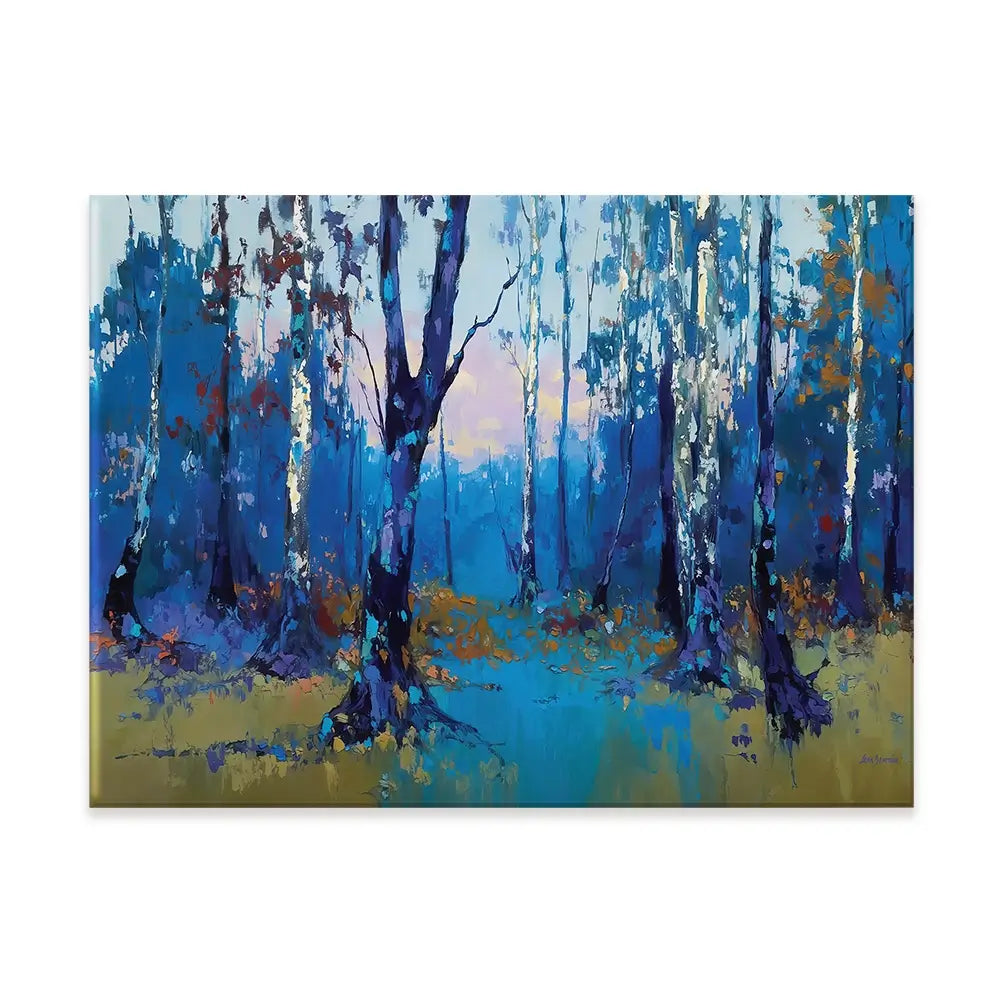 Deep Blue Forest With Misty Woodland Path Canvas Print Deep Blue Forest With Misty Woodland Path Canvas Print wall art product Leon Devenice