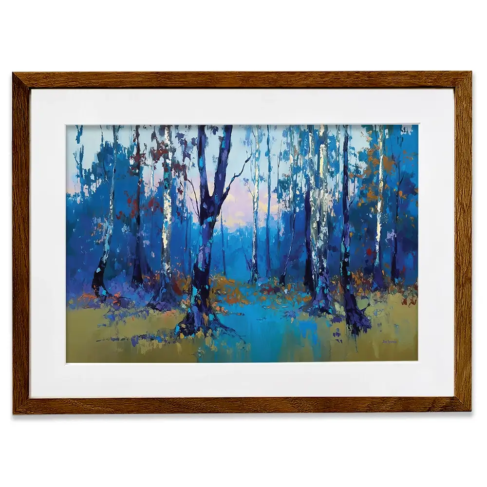 Deep Blue Forest With Misty Woodland Path Framed Art Print Deep Blue Forest With Misty Woodland Path Framed Art Print wall art product Leon Devenice