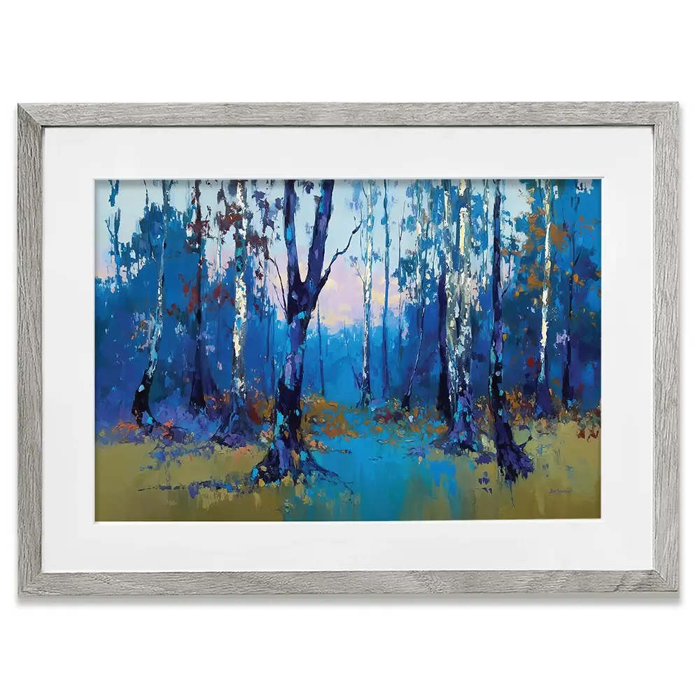 Deep Blue Forest With Misty Woodland Path Framed Art Print Deep Blue Forest With Misty Woodland Path Framed Art Print wall art product Leon Devenice