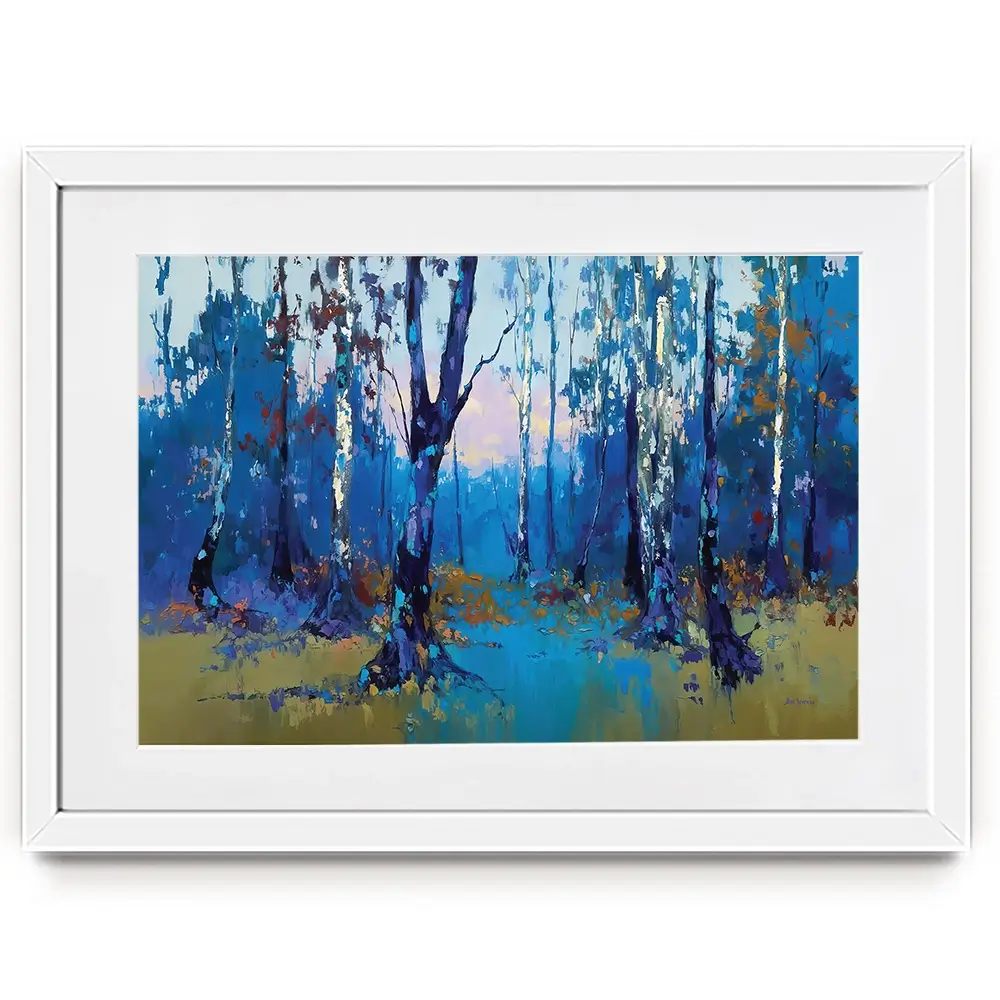 Deep Blue Forest With Misty Woodland Path Framed Art Print Deep Blue Forest With Misty Woodland Path Framed Art Print wall art product Leon Devenice