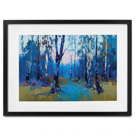 Deep Blue Forest With Misty Woodland Path Framed Art Print Deep Blue Forest With Misty Woodland Path Framed Art Print wall art product Leon Devenice