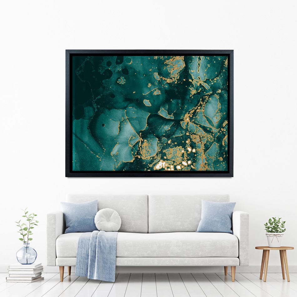 Deep Green Marble Canvas Print wall art product Seamless Watercolor / Shutterstock