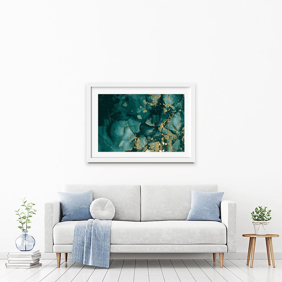 Deep Green Marble Framed Art Print wall art product Seamless Watercolor / Shutterstock