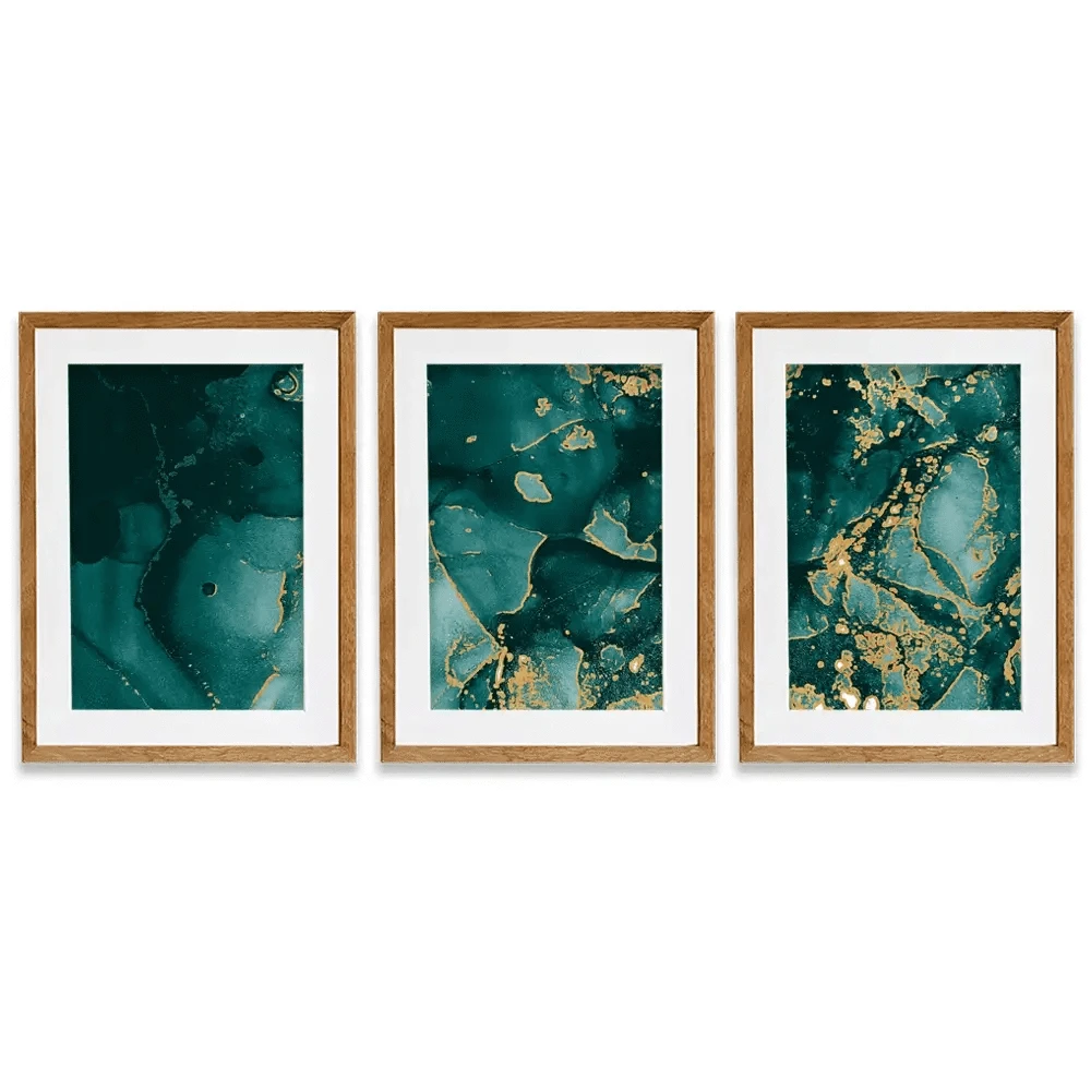 Deep Green Marble Framed Art Print Trio Deep Green Marble Framed Art Print Trio wall art product Seamless Watercolor / Shutterstock
