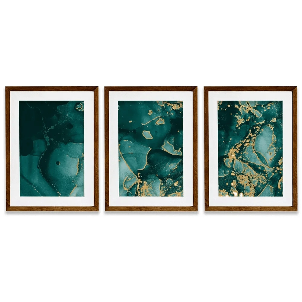 Deep Green Marble Framed Art Print Trio Deep Green Marble Framed Art Print Trio wall art product Seamless Watercolor / Shutterstock