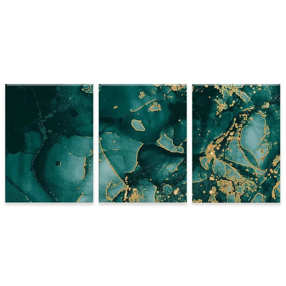 Deep Green Marble Trio Canvas Print Deep Green Marble Trio Canvas Print wall art product Seamless Watercolor / Shutterstock
