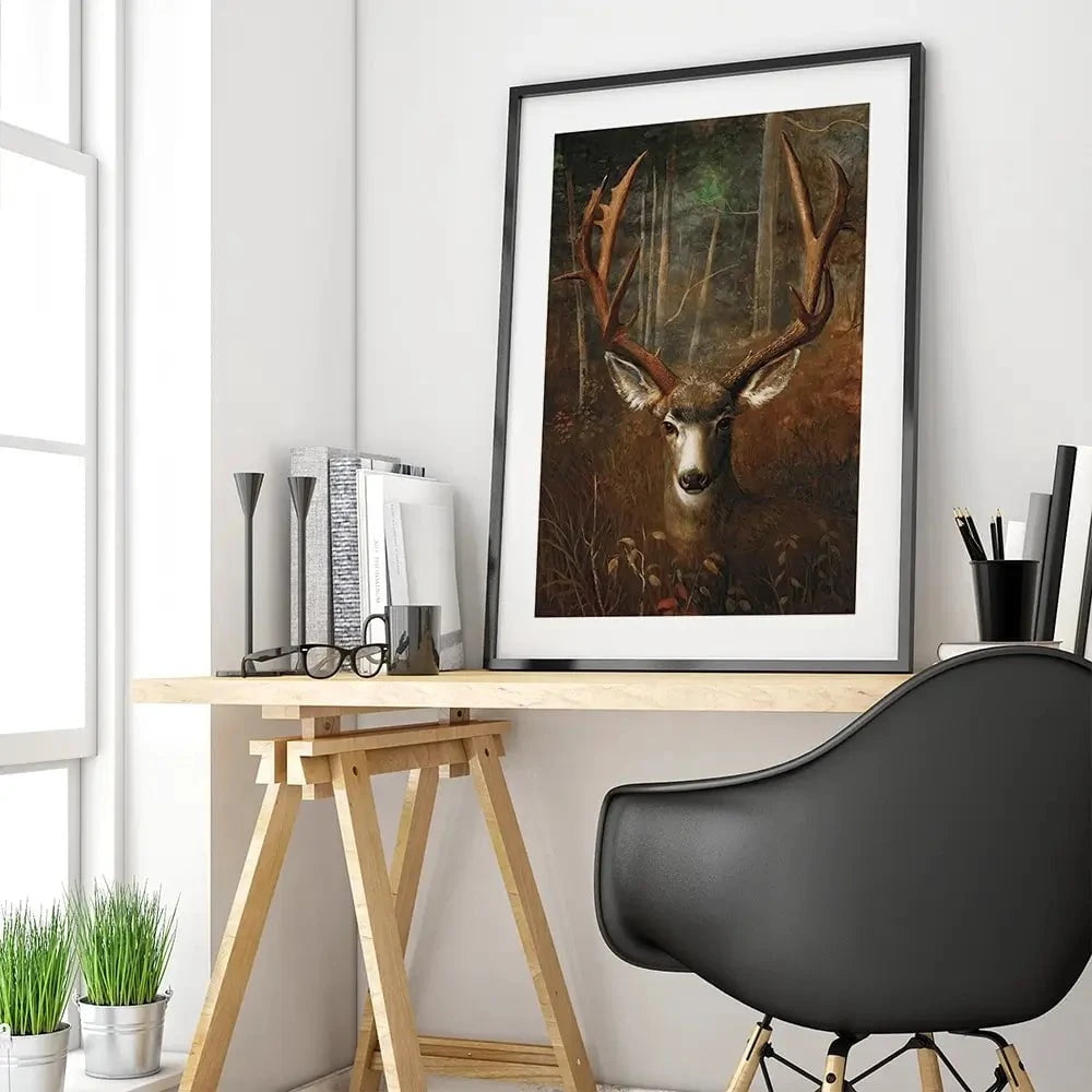 Deer In The Dark Framed Art Print Deer In The Dark Framed Art Print wall art product Arlington Prints - Independent