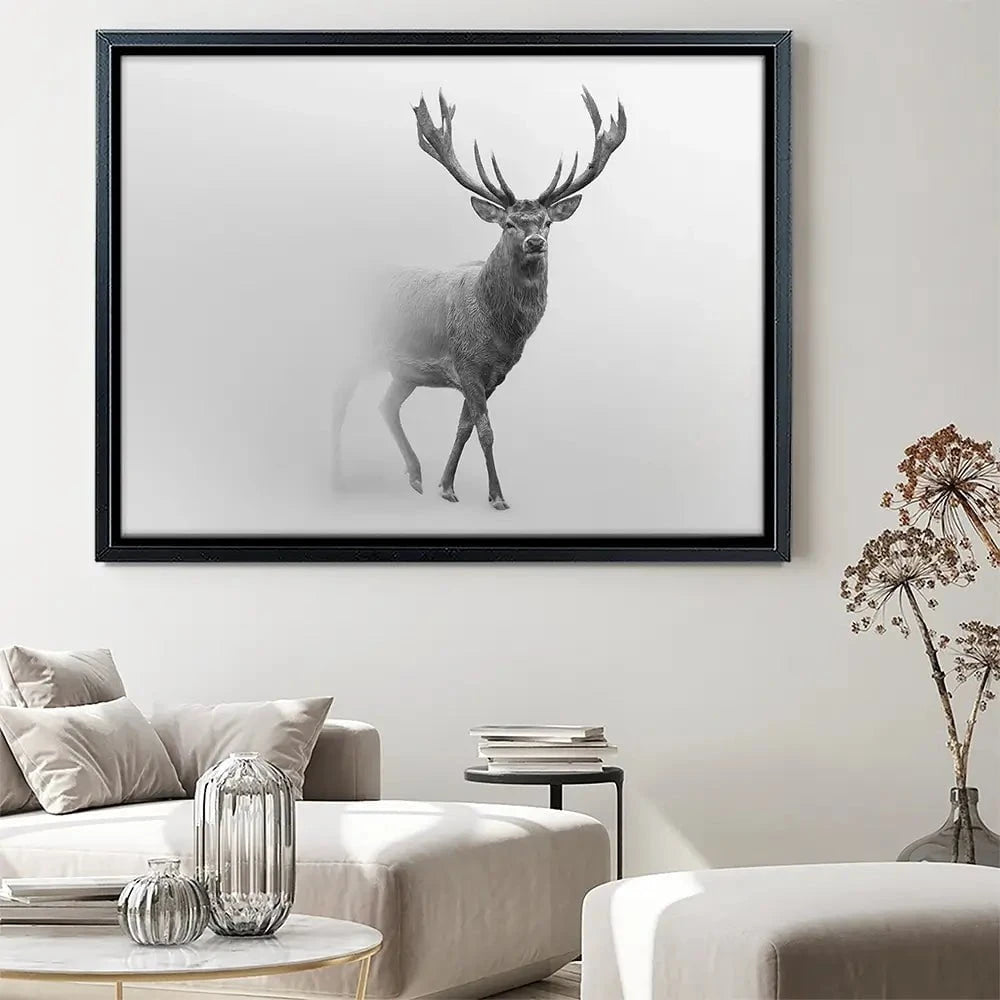 Deer In The Fog Canvas Print Deer In The Fog Canvas Print wall art product Effect of Darkness / Shutterstock