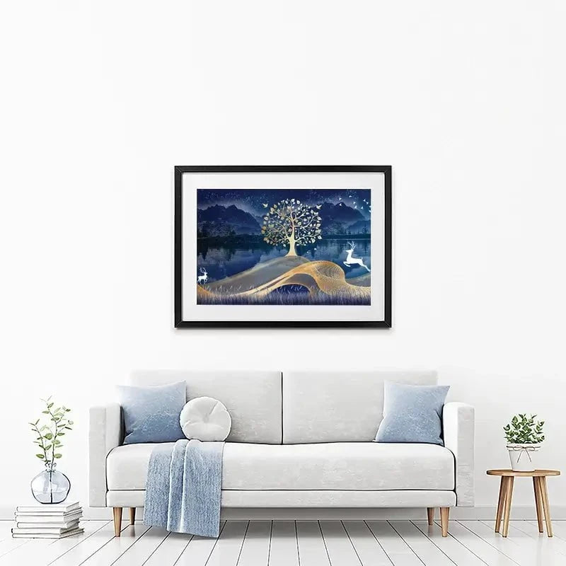 Deer In The Night Framed Art Print Deer In The Night Framed Art Print wall art product mosamem adv / Shutterstock