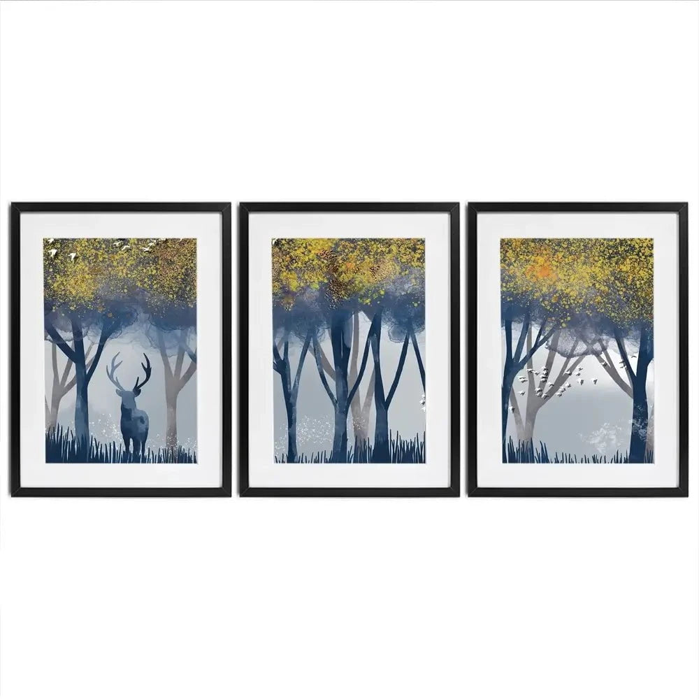 Deer In The Woods Framed Art Print Trio Deer In The Woods Framed Art Print Trio wall art product Independent