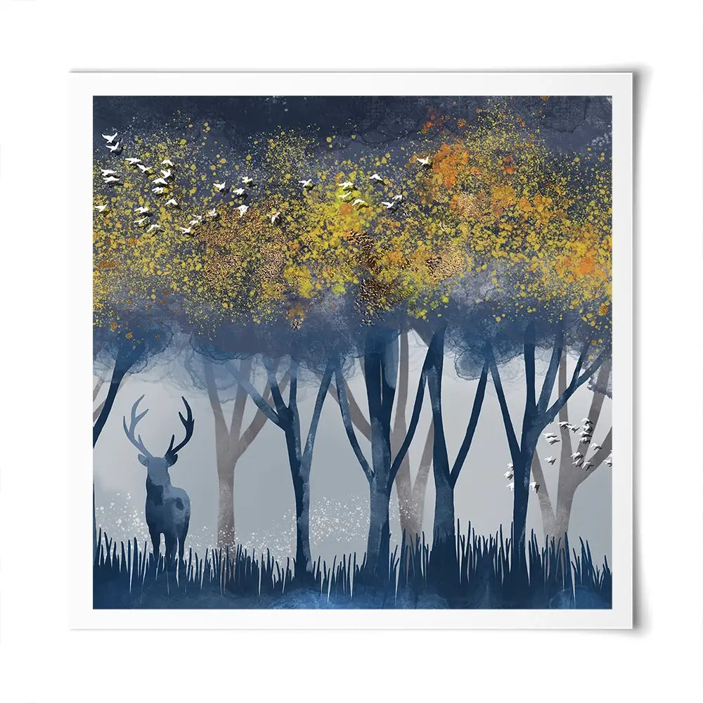 Deer In The Woods Square Art Print Deer In The Woods Square Art Print wall art product Independent