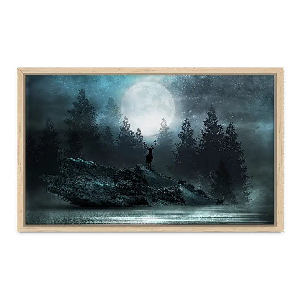 Deer Under The Moon Canvas Print Deer Under The Moon Canvas Print wall art product Mia Stendal / Shutterstock