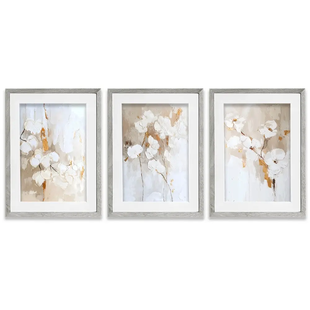 Delicate Whites Framed Art Print Trio Delicate Whites Framed Art Print Trio wall art product IAmHomeStudio