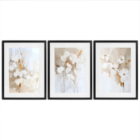 Delicate Whites Framed Art Print Trio Delicate Whites Framed Art Print Trio wall art product IAmHomeStudio