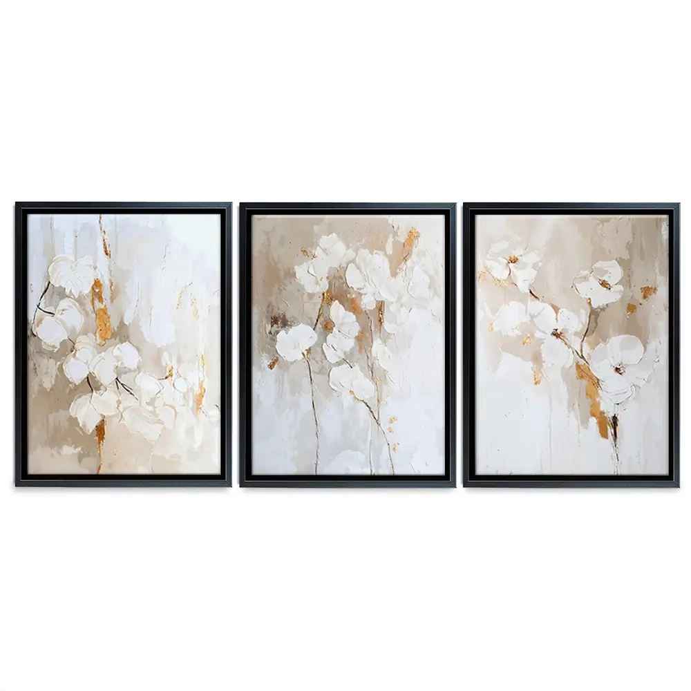 Delicate Whites Trio Canvas Print Delicate Whites Trio Canvas Print wall art product IAmHomeStudio
