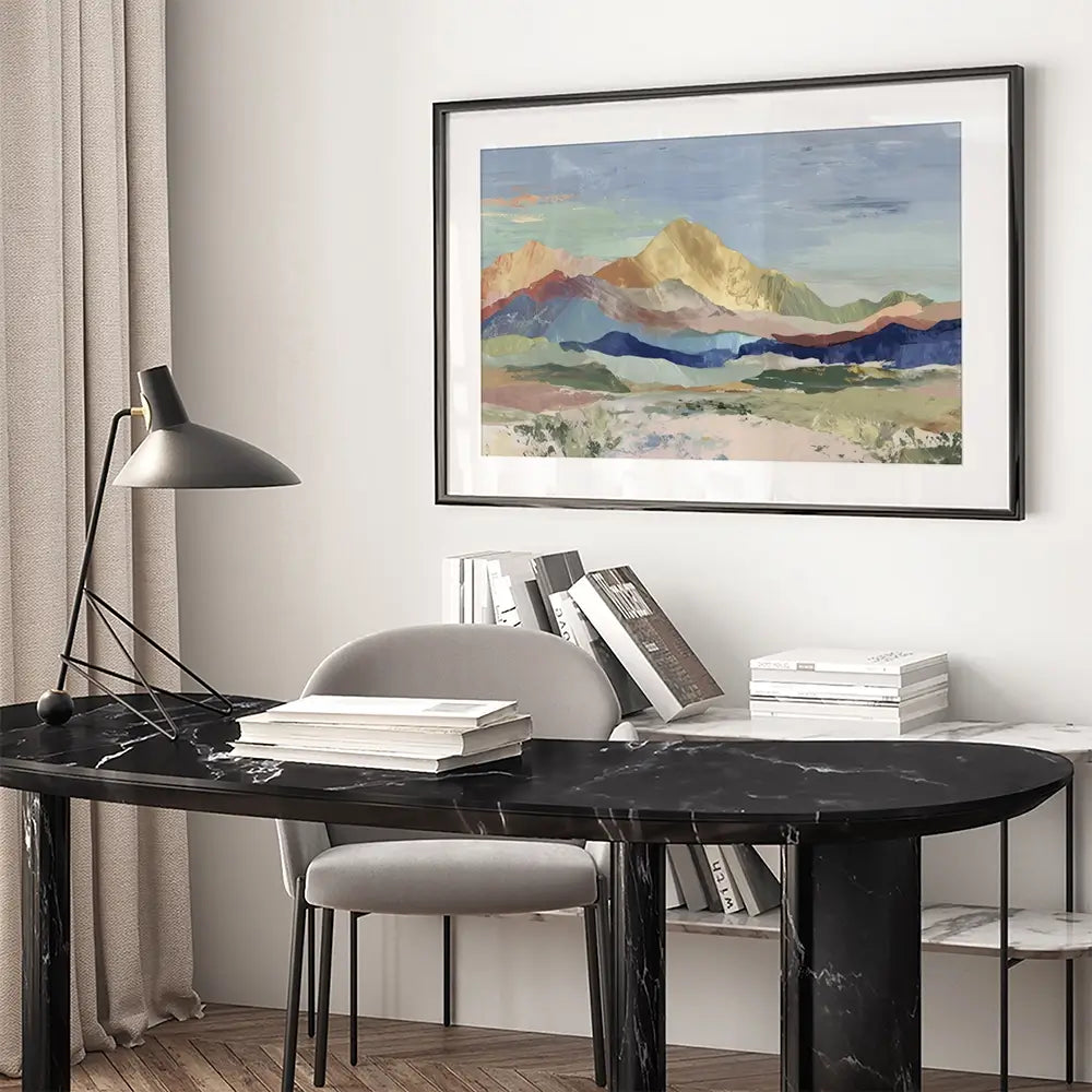 Desert Basin Sunset Vista Framed Art Print Desert Basin Sunset Vista Framed Art Print wall art product Chromatic Storm Studio