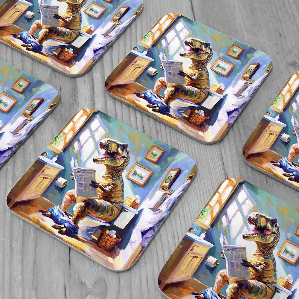 Dino's Daily Dose of Humour Coaster Set Dino's Daily Dose of Humour Coaster Set wall art product Leon Devenice