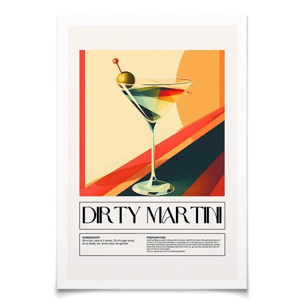 Dirty Martini Recipe Art Print Dirty Martini Recipe Art Print wall art product Art Print Shop