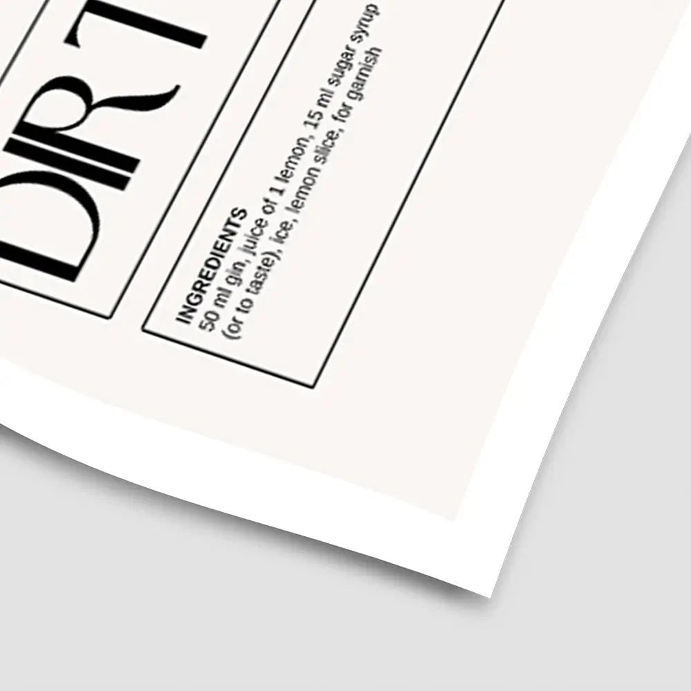 Dirty Martini Recipe Art Print Dirty Martini Recipe Art Print wall art product Art Print Shop