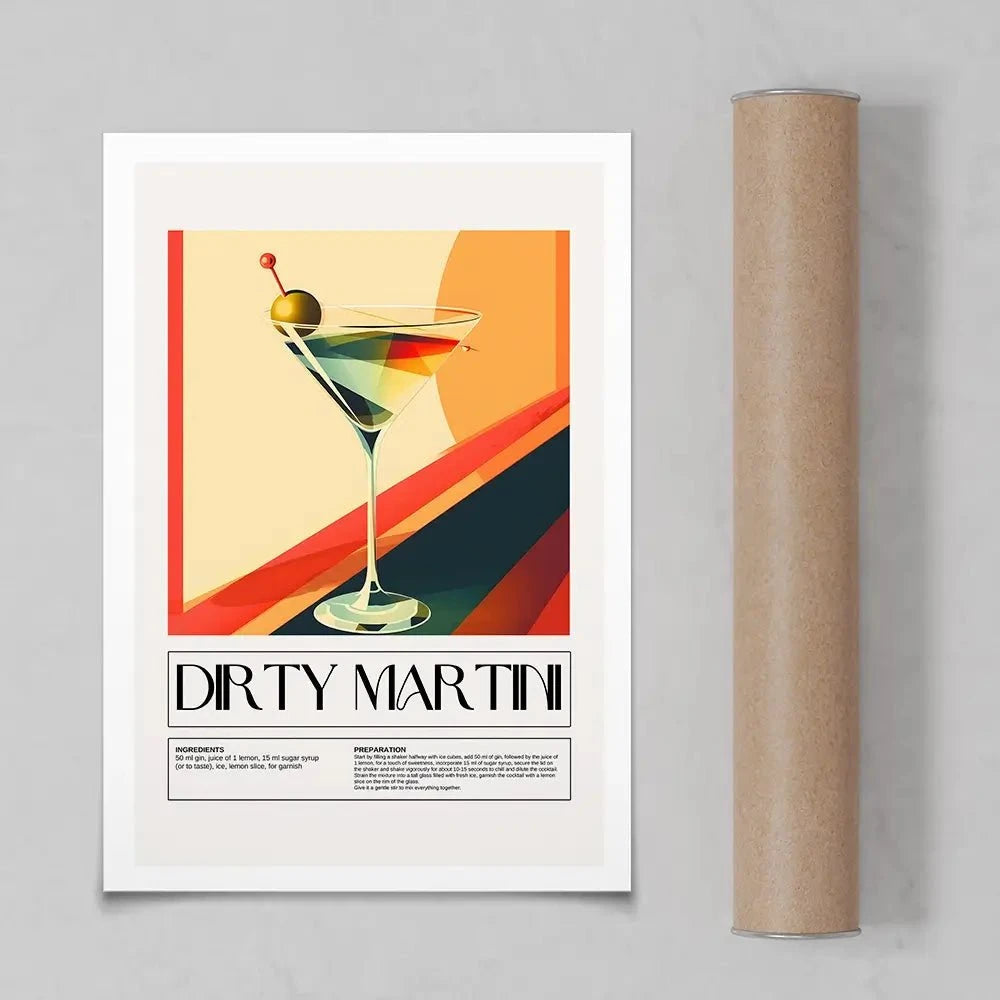 Dirty Martini Recipe Art Print Dirty Martini Recipe Art Print wall art product Art Print Shop