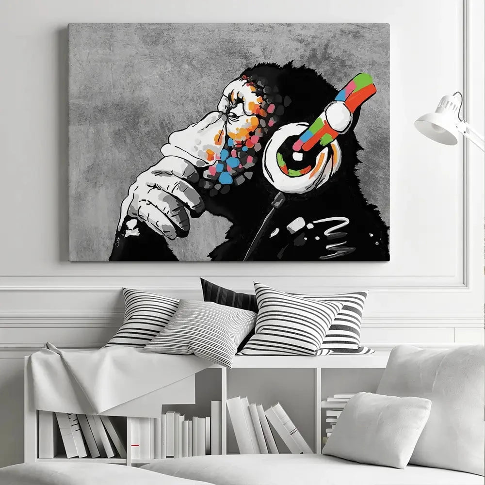 DJ Monkey Canvas Print DJ Monkey Canvas Print | DJ Monkey Artwork | Banksy Art wall art product Banksy