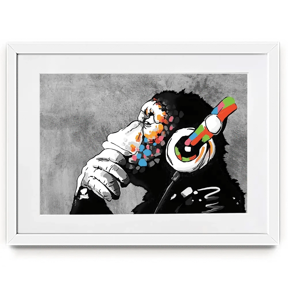 DJ Monkey Framed Art Print DJ Monkey Framed Art Print wall art product Banksy