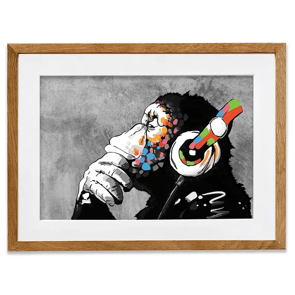 DJ Monkey Framed Art Print DJ Monkey Framed Art Print wall art product Banksy
