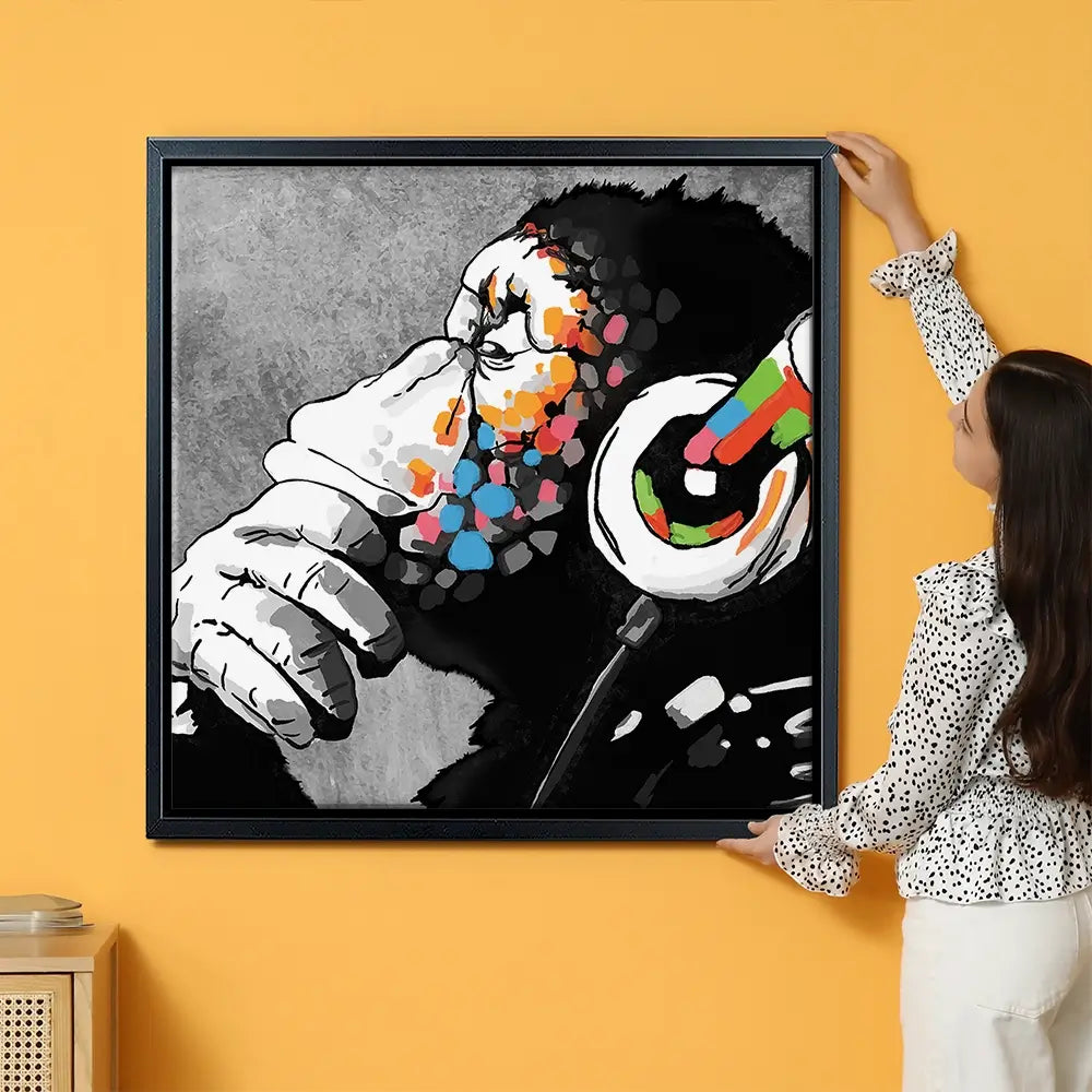 DJ Monkey Oversized Canvas Print DJ Monkey Oversized Canvas Print wall art product Banksy