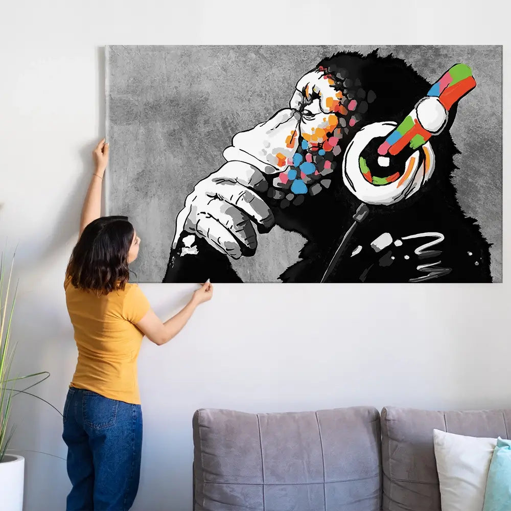 DJ Monkey Oversized Canvas Print DJ Monkey Oversized Canvas Print wall art product Banksy