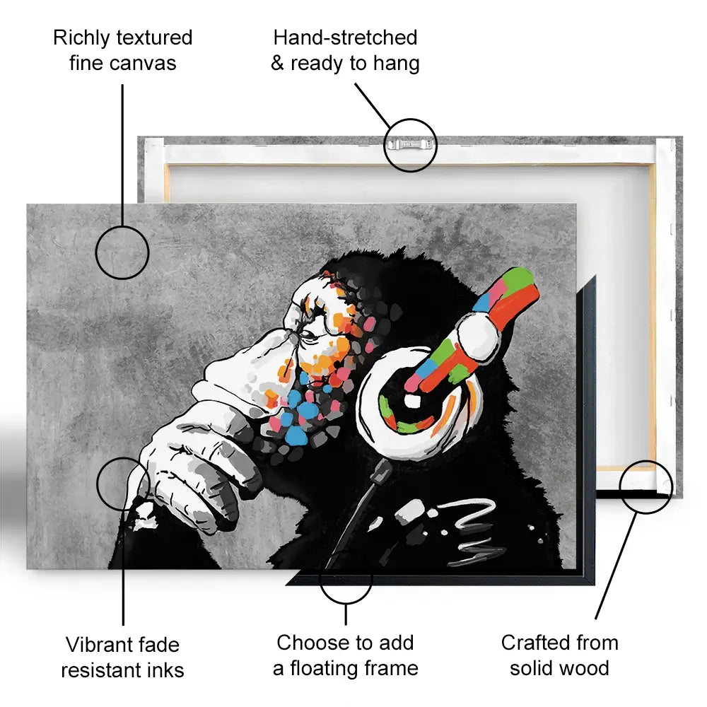 DJ Monkey Oversized Canvas Print DJ Monkey Oversized Canvas Print wall art product Banksy