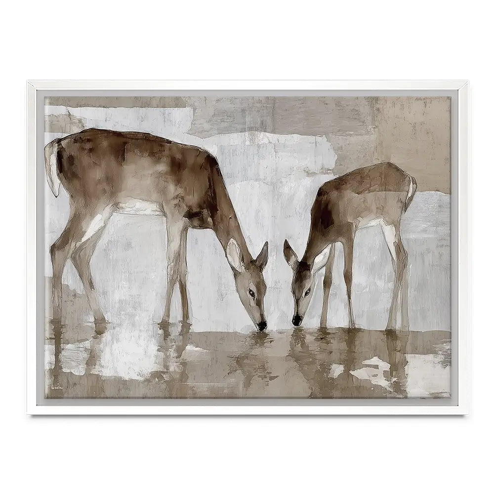 Doe Fawn Drinking Canvas Print Doe Fawn Drinking Canvas Print wall art product Chromatic Storm Studio