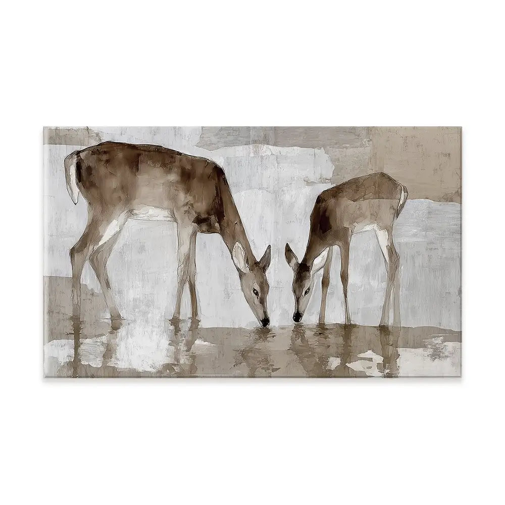 Doe Fawn Drinking Canvas Print Doe Fawn Drinking Canvas Print wall art product Chromatic Storm Studio
