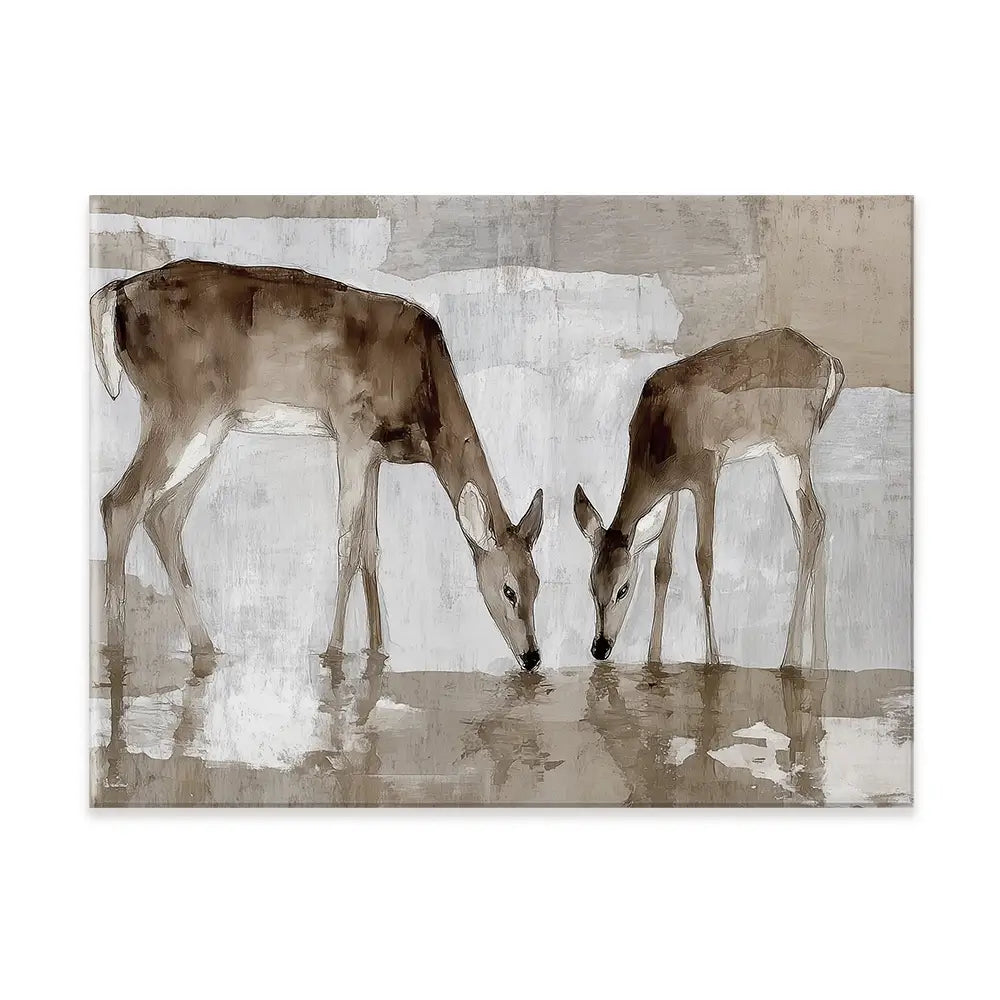 Doe Fawn Drinking Canvas Print Doe Fawn Drinking Canvas Print wall art product Chromatic Storm Studio