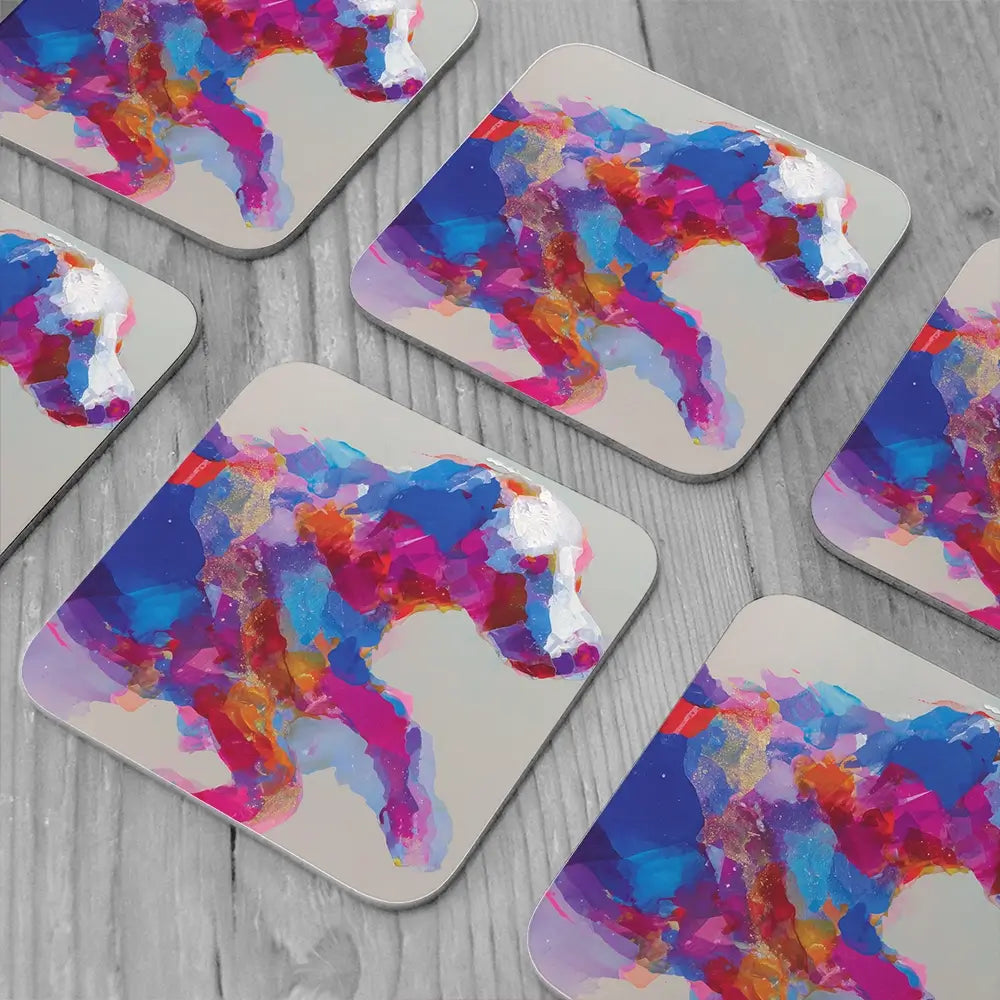 Dog In Full Stride Coaster Set Dog In Full Stride Coaster Set wall art product Chromatic Storm Studio