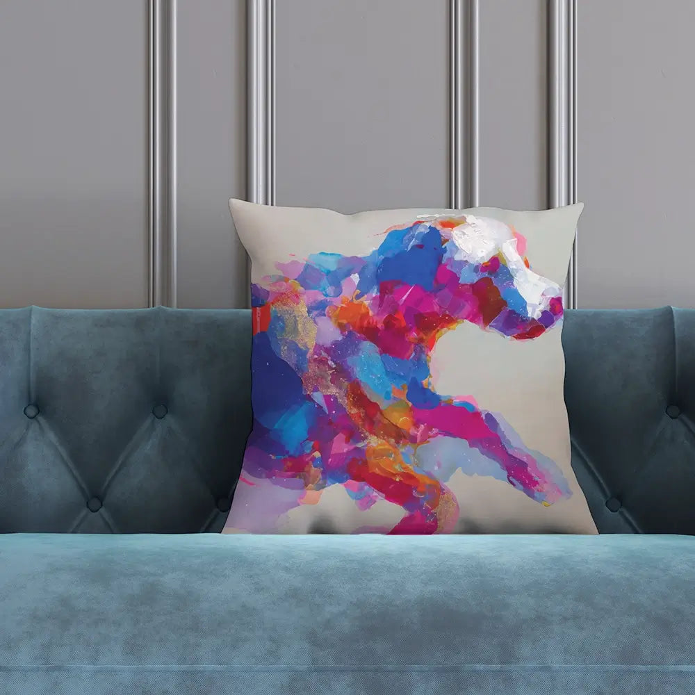 Dog In Full Stride Cushion Dog In Full Stride Cushion wall art product Chromatic Storm Studio