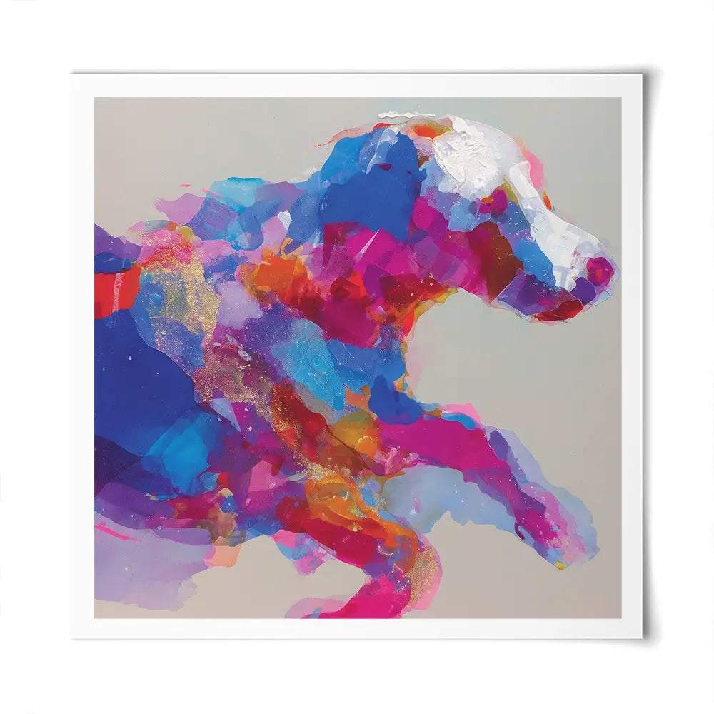 Dog In Full Stride Square Art Print Dog In Full Stride Square Art Print wall art product Chromatic Storm Studio