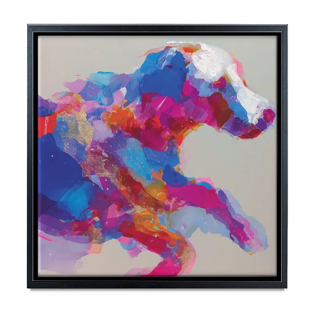 Dog In Full Stride Square Canvas Print Dog In Full Stride Square Canvas Print wall art product Chromatic Storm Studio
