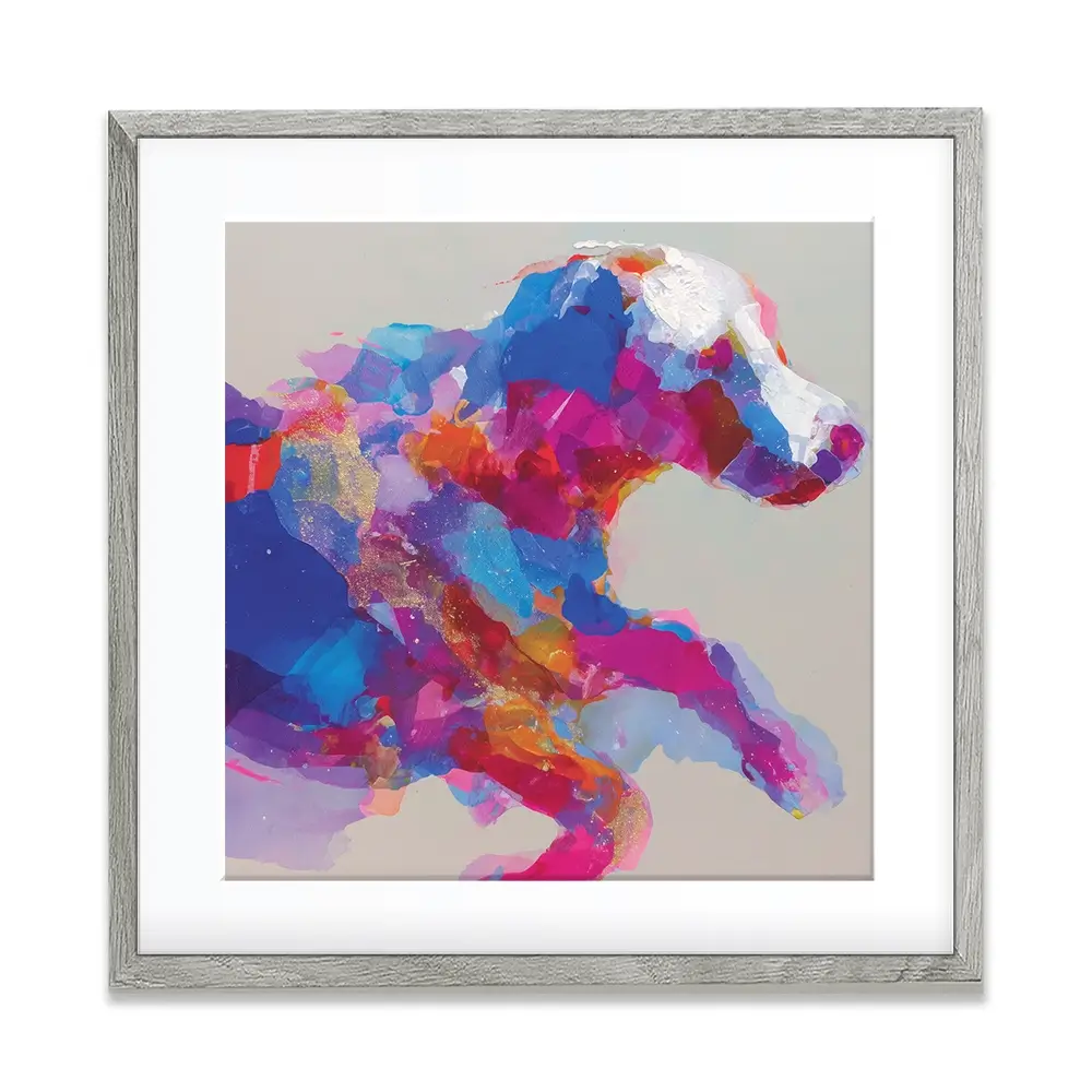 Dog In Full Stride Square Framed Art Print Dog In Full Stride Square Framed Art Print wall art product Chromatic Storm Studio