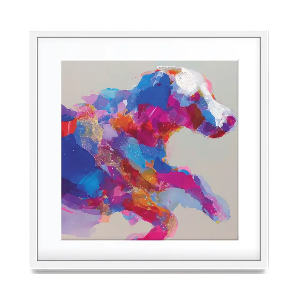 Dog In Full Stride Square Framed Art Print Dog In Full Stride Square Framed Art Print wall art product Chromatic Storm Studio