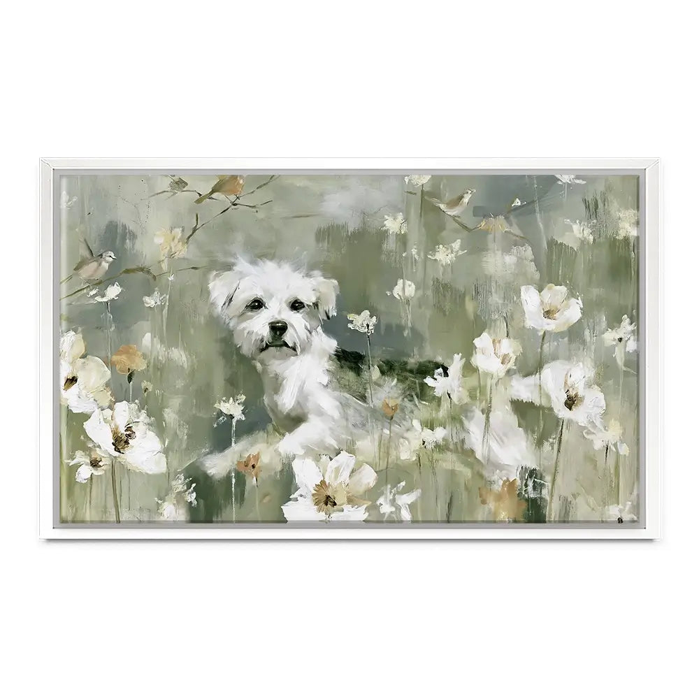 Dog In The Wildflowers Canvas Print Dog In The Wildflowers Canvas Print wall art product Chromatic Storm Studio