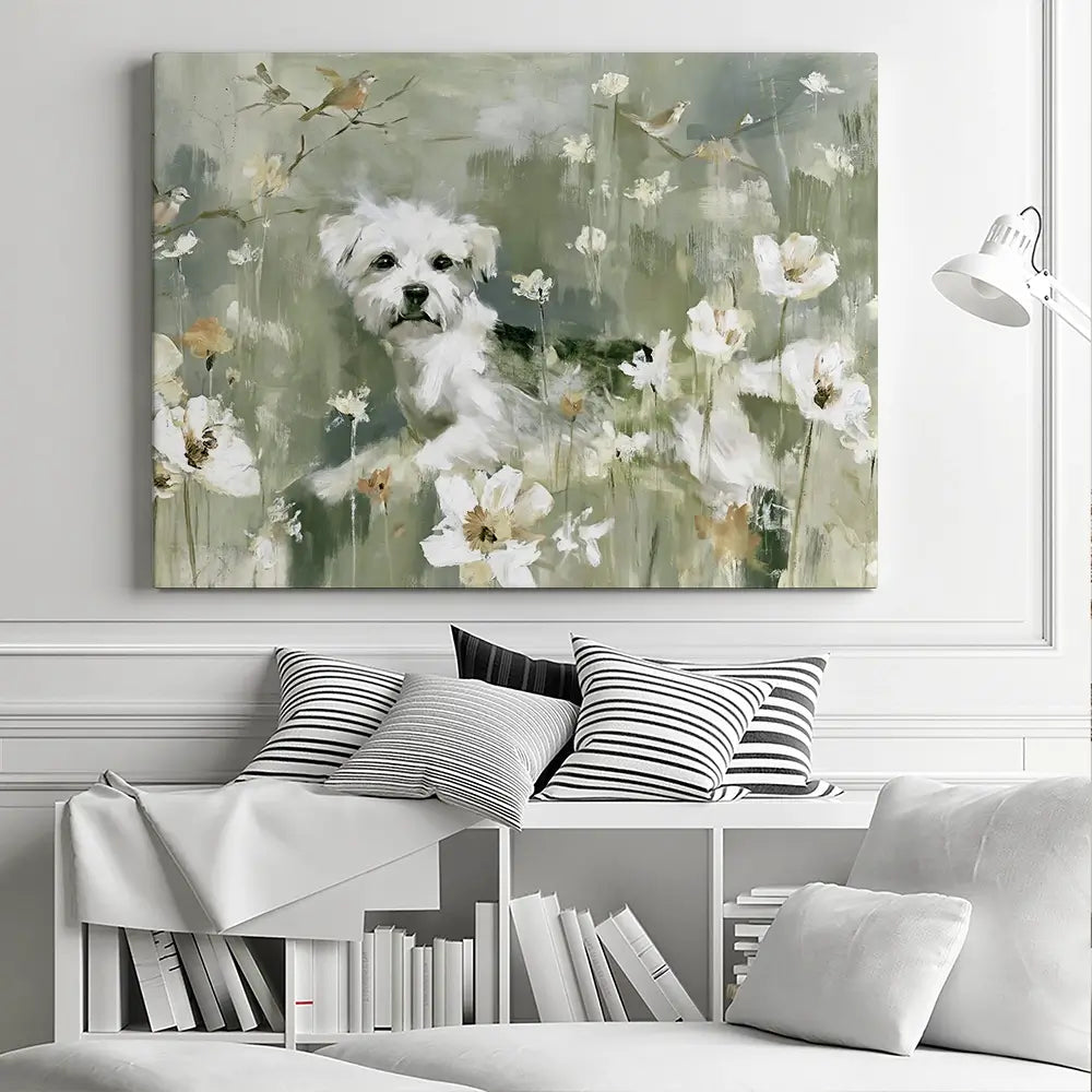 Dog In The Wildflowers Canvas Print Dog In The Wildflowers Canvas Print wall art product Chromatic Storm Studio