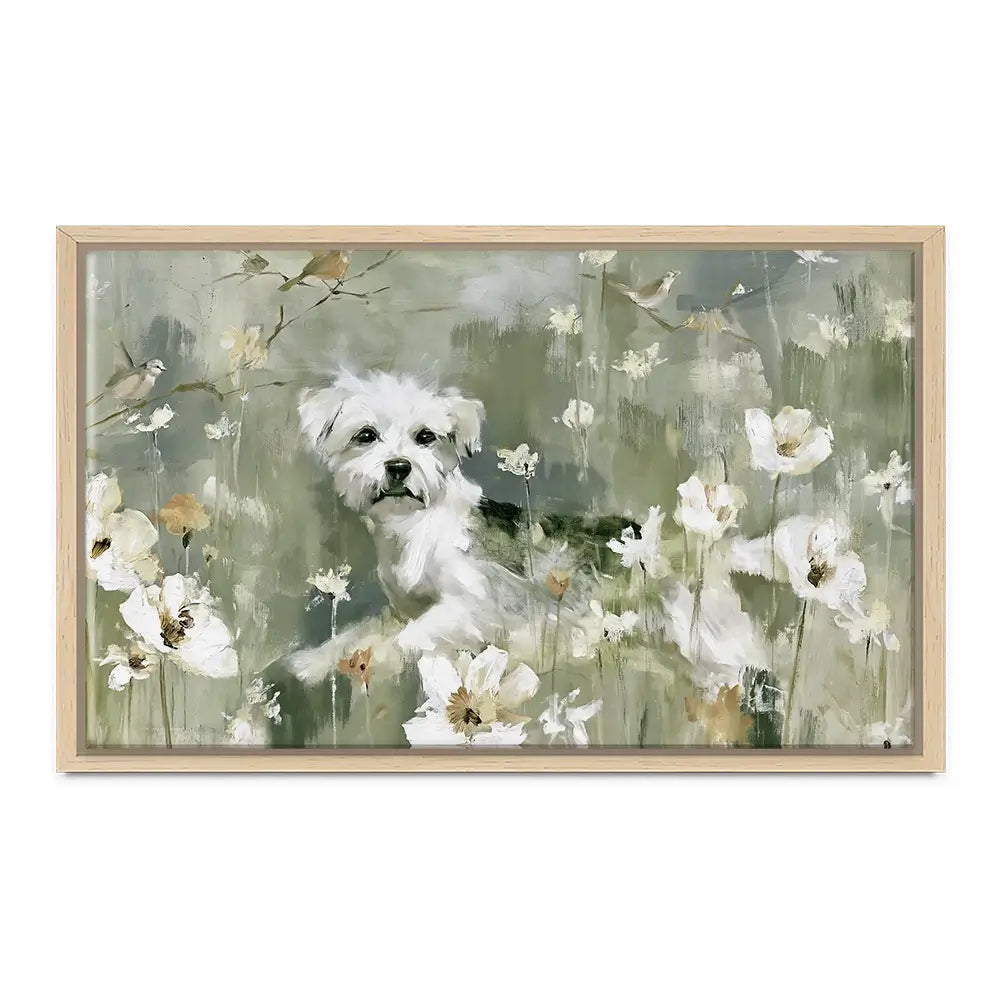 Dog In The Wildflowers Canvas Print Dog In The Wildflowers Canvas Print wall art product Chromatic Storm Studio